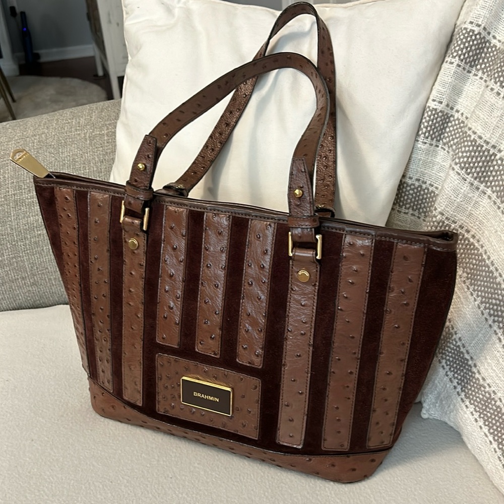 Brahmin Leather/Suede Satchel Handbag